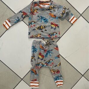 $5/30 Hatley Gray Baby Outfit with Colorful Reptile Print
